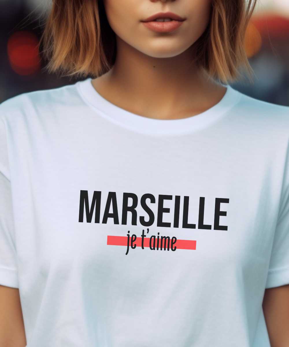 T-Shirt Blanc Marseille je t'aime Pour femme-2