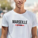 T-Shirt Blanc Marseille je t'aime Pour homme-2