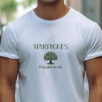 T-Shirt Blanc Martigues pour plus de vert Pour homme-1