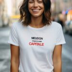 T-Shirt Blanc Meudon c'est la vraie capitale Pour femme-2