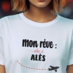 T-Shirt Blanc Mon rêve aller à Alès Pour femme-2