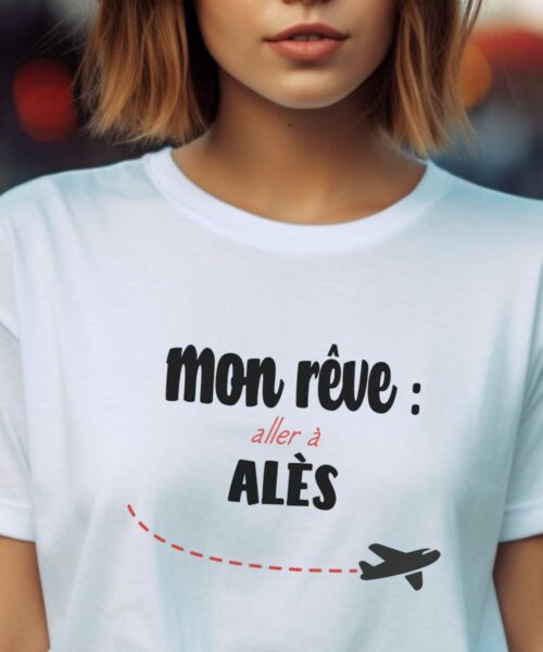 T-Shirt Blanc Mon rêve aller à Alès Pour femme-2