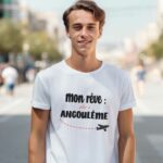 T-Shirt Blanc Mon rêve aller à Angoulême Pour homme-1