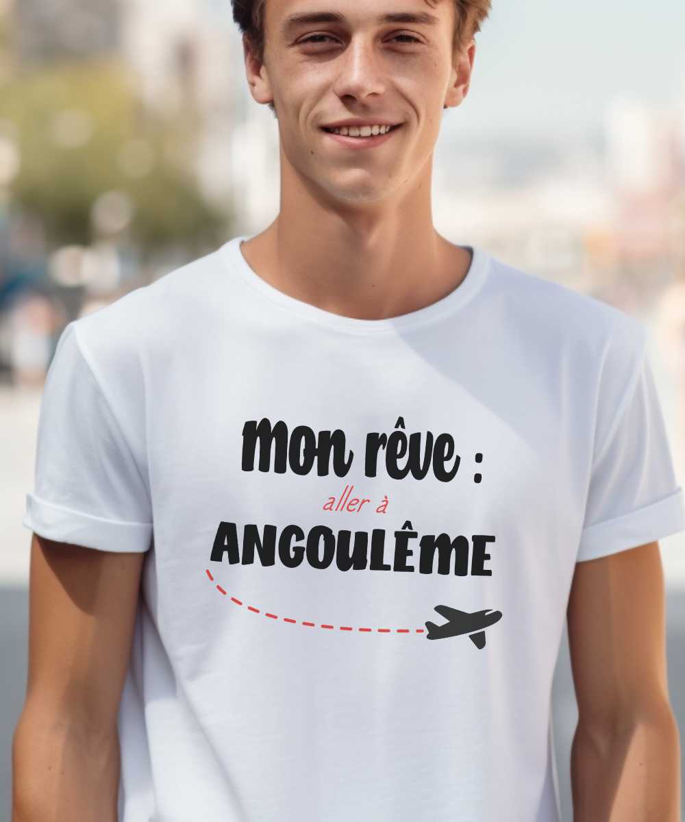 T-Shirt Blanc Mon rêve aller à Angoulême Pour homme-2