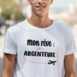 T-Shirt Blanc Mon rêve aller à Argenteuil Pour homme-2