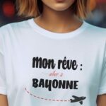 T-Shirt Blanc Mon rêve aller à Bayonne Pour femme-2
