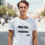 T-Shirt Blanc Mon rêve aller à Bayonne Pour homme-1