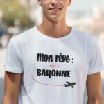 T-Shirt Blanc Mon rêve aller à Bayonne Pour homme-2