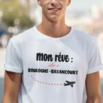 T-Shirt Blanc Mon rêve aller à Boulogne-Billancourt Pour homme-2