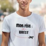T-Shirt Blanc Mon rêve aller à Brest Pour homme-2