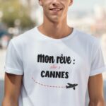 T-Shirt Blanc Mon rêve aller à Cannes Pour homme-2