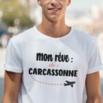 T-Shirt Blanc Mon rêve aller à Carcassonne Pour homme-2