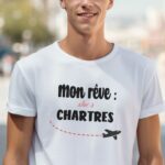 T-Shirt Blanc Mon rêve aller à Chartres Pour homme-2