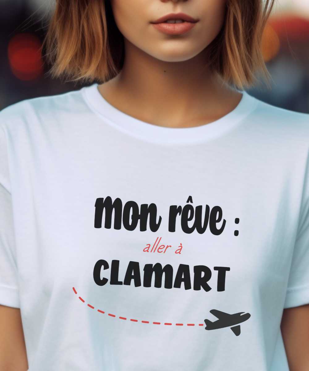 T-Shirt Blanc Mon rêve aller à Clamart Pour femme-2