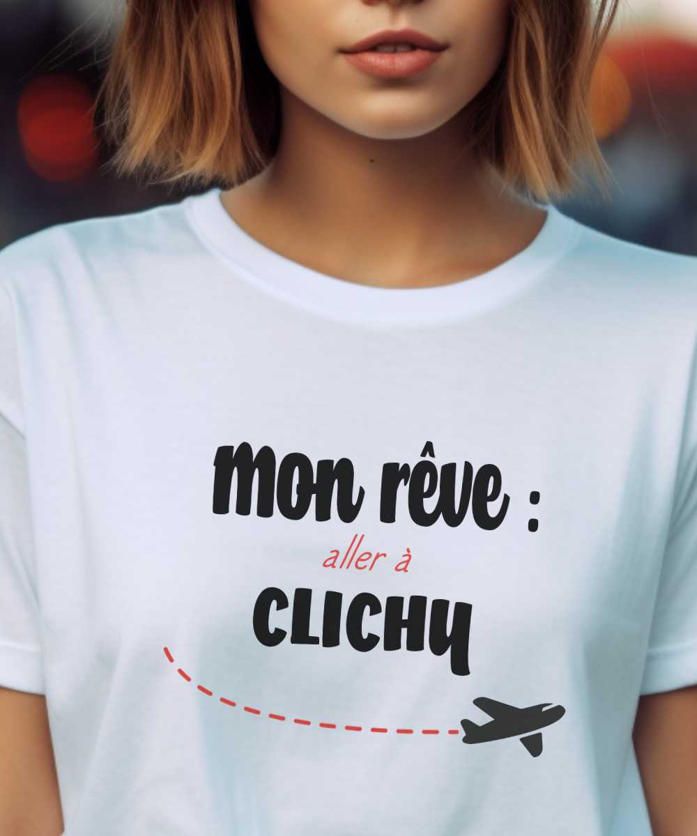 T-Shirt Blanc Mon rêve aller à Clichy Pour femme-2