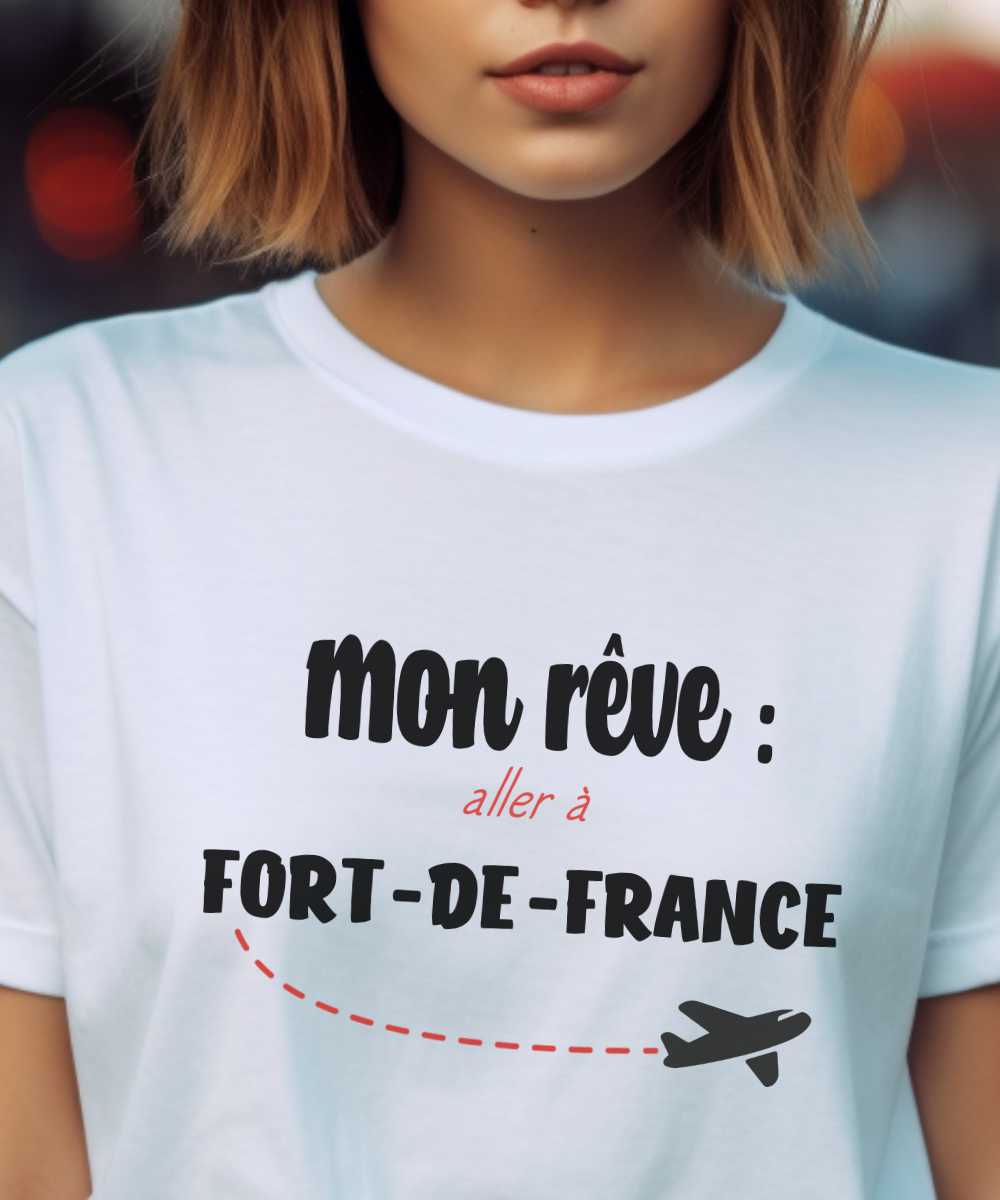 T-Shirt Blanc Mon rêve aller à Fort-de-France Pour femme-2