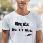 T-Shirt Blanc Mon rêve aller à Joué-lès-Tours Pour homme-2