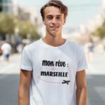T-Shirt Blanc Mon rêve aller à Marseille Pour homme-1