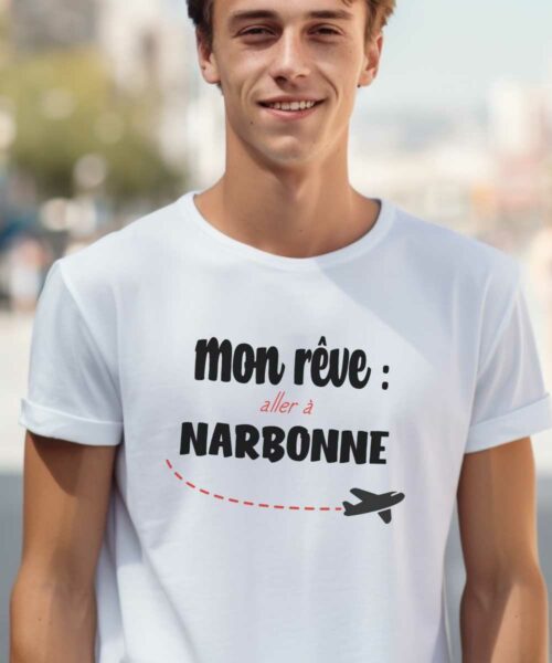 T-Shirt Blanc Mon rêve aller à Narbonne Pour homme-2