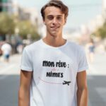 T-Shirt Blanc Mon rêve aller à Nîmes Pour homme-1