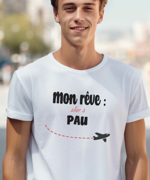 T-Shirt Blanc Mon rêve aller à Pau Pour homme-2