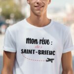 T-Shirt Blanc Mon rêve aller à Saint-Brieuc Pour homme-2