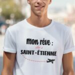 T-Shirt Blanc Mon rêve aller à Saint-Étienne Pour homme-2