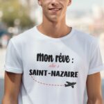 T-Shirt Blanc Mon rêve aller à Saint-Nazaire Pour homme-2