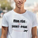 T-Shirt Blanc Mon rêve aller à Saint-Paul Pour homme-2