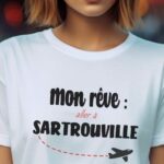 T-Shirt Blanc Mon rêve aller à Sartrouville Pour femme-2