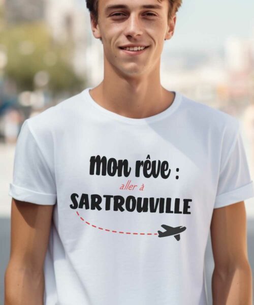 T-Shirt Blanc Mon rêve aller à Sartrouville Pour homme-2