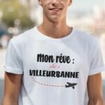 T-Shirt Blanc Mon rêve aller à Villeurbanne Pour homme-2