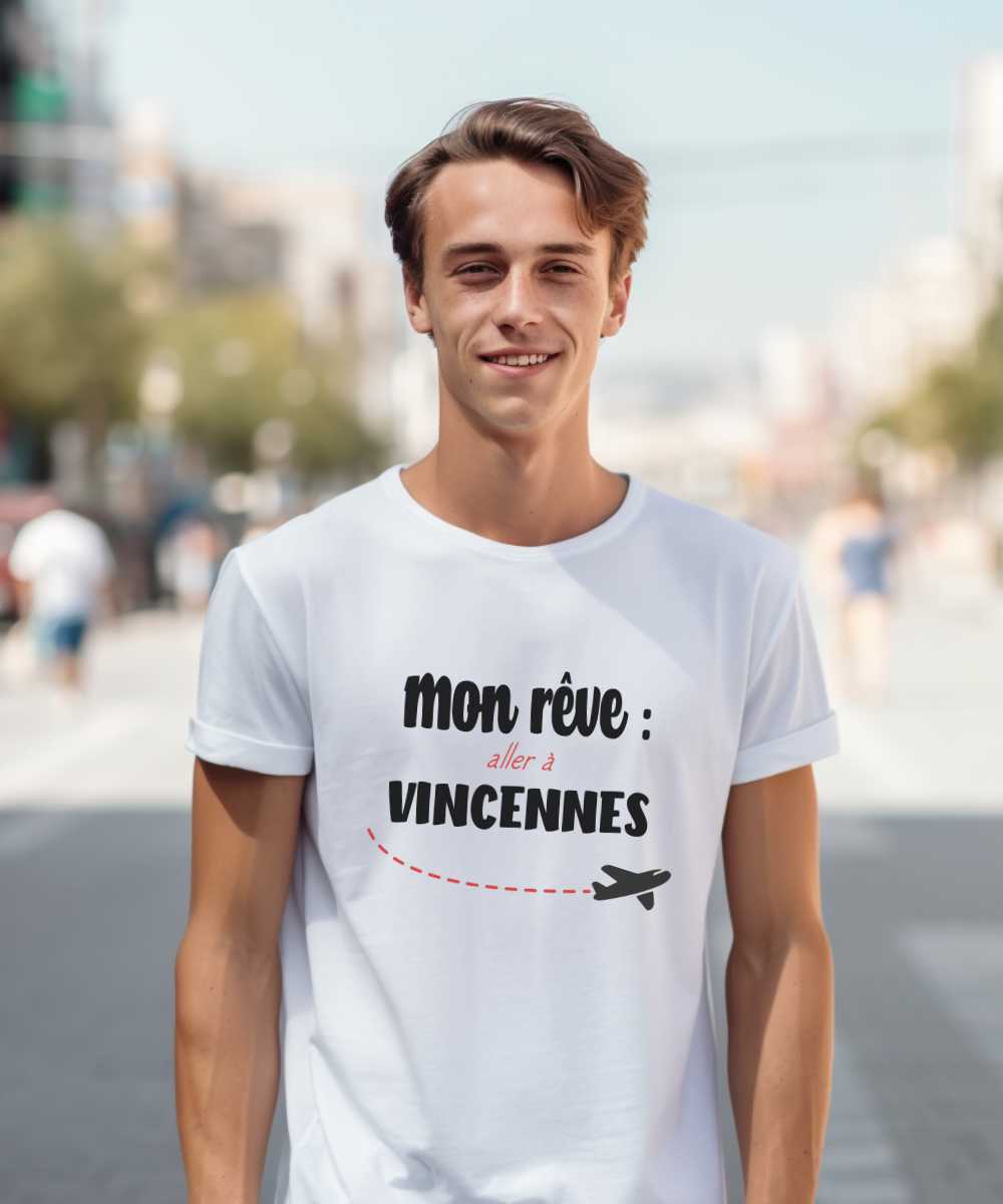 T-Shirt Blanc Mon rêve aller à Vincennes Pour homme-1