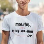 T-Shirt Blanc Mon rêve aller à Vitry-sur-Seine Pour homme-2