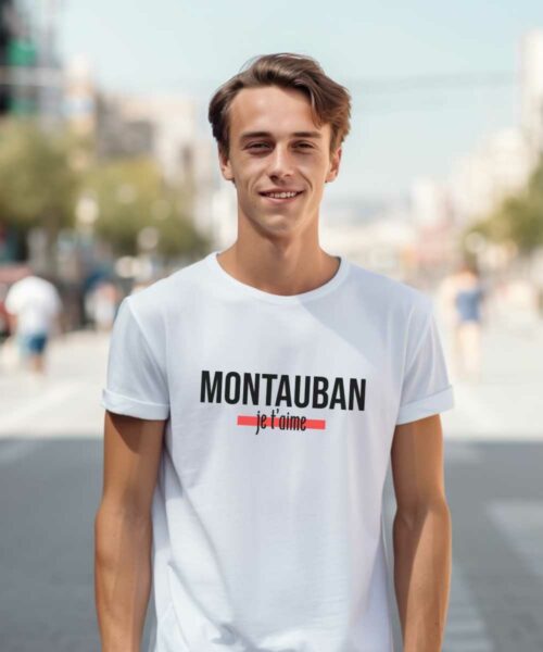 T-Shirt Blanc Montauban je t’aime Pour homme-1