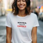 T-Shirt Blanc Montreuil c'est la vraie capitale Pour femme-2