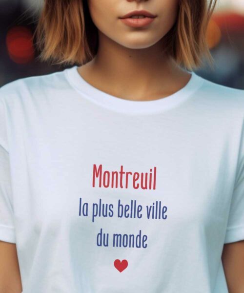 T-Shirt Blanc Montreuil la plus belle ville du monde Pour femme-1