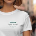 T-Shirt Blanc Mulhouse une ville formidable Pour femme-1