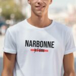 T-Shirt Blanc Narbonne je t'aime Pour homme-2