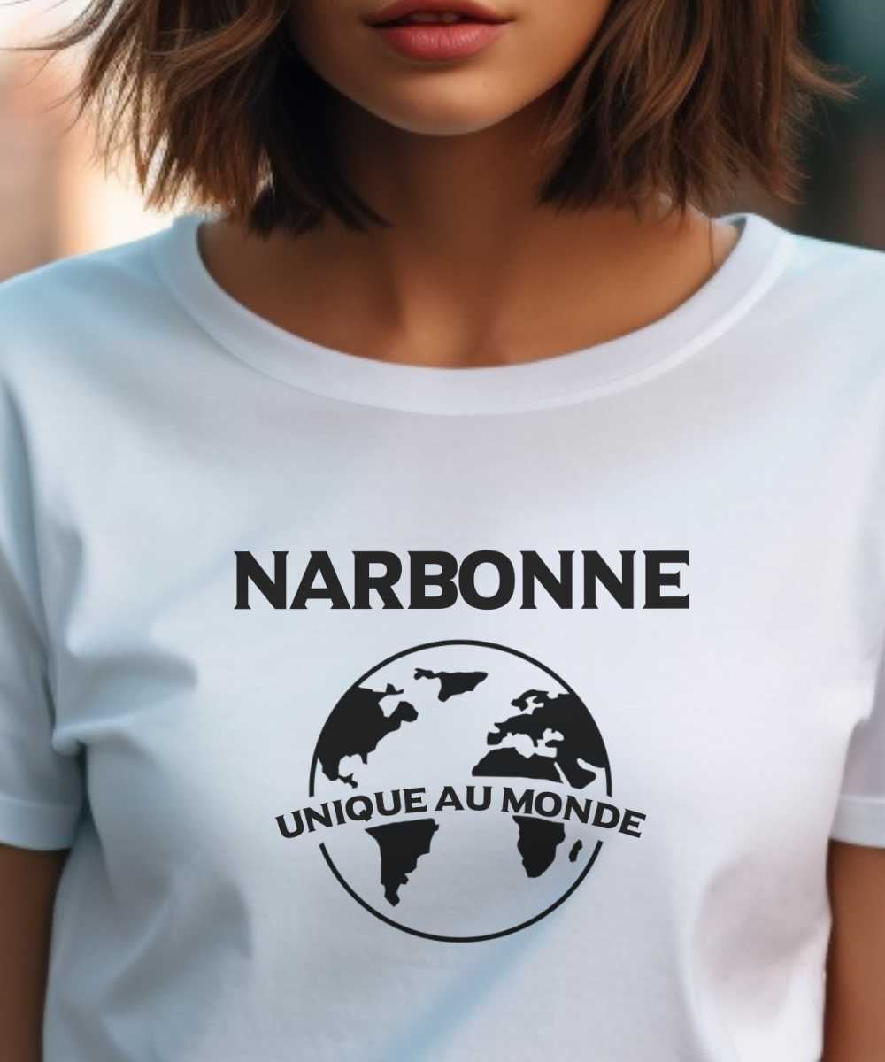 T-Shirt Blanc Narbonne unique au monde Pour femme-1