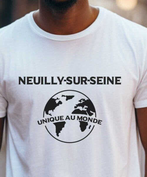 T-Shirt Blanc Neuilly-sur-Seine unique au monde Pour homme-2