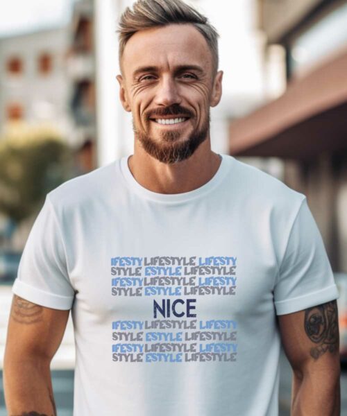 T-Shirt Blanc Nice lifestyle Pour homme-2