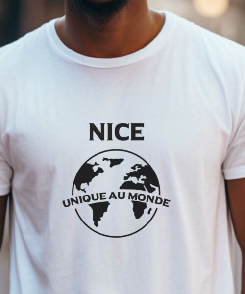 T-Shirt Blanc Nice unique au monde Pour homme-2