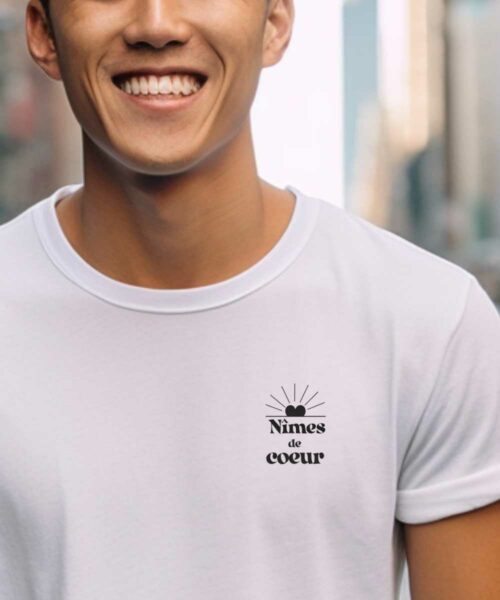 T-Shirt Blanc Nîmes de coeur Pour homme-1