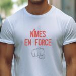 T-Shirt Blanc Nîmes en force Pour homme-2