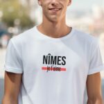T-Shirt Blanc Nîmes je t'aime Pour homme-2
