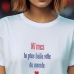 T-Shirt Blanc Nîmes la plus belle ville du monde Pour femme-1