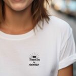 T-Shirt Blanc Pantin de coeur Pour femme-1