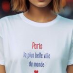 T-Shirt Blanc Paris la plus belle ville du monde Pour femme-1