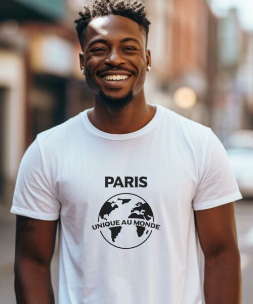 T-Shirt Blanc Paris unique au monde Pour homme-1